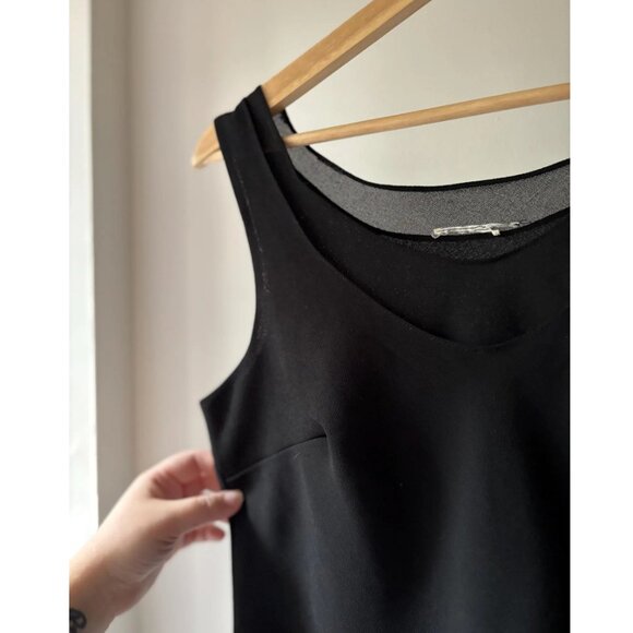 1990s Flowy Double Layer Top | Vintage Sheer Black Top - Picture 3 of 4